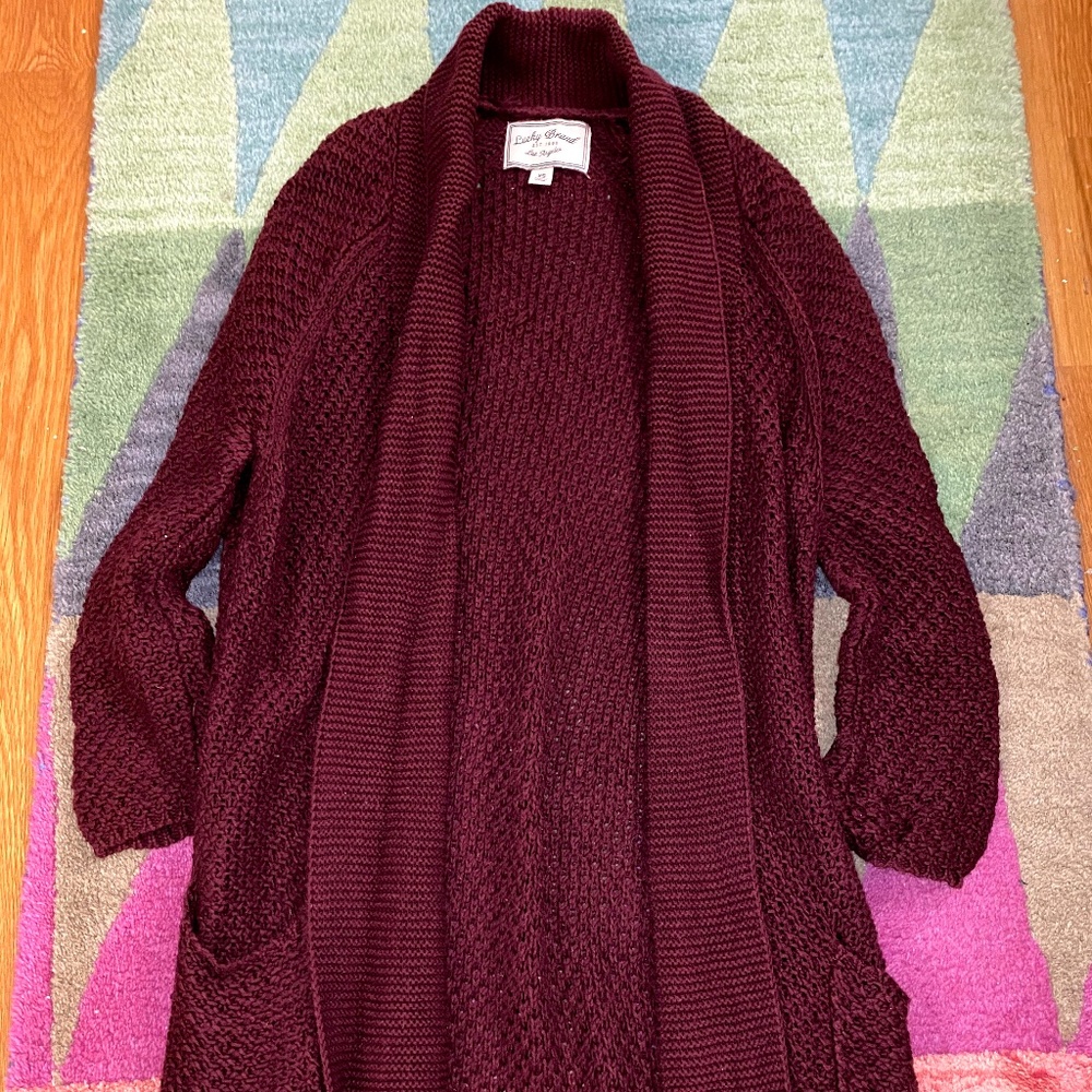 Lucky Brand Burgundy Knit Cardigan